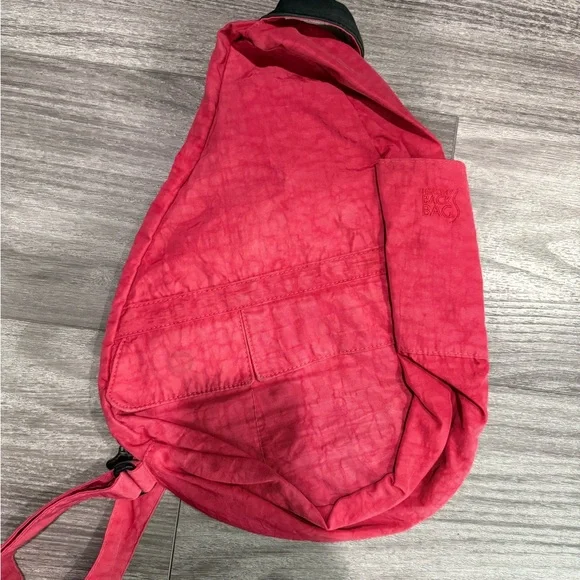 Raspberry Pink Nylon Ameribag Healthy Back Sling Bag Backpack - Picture 2 of 6
